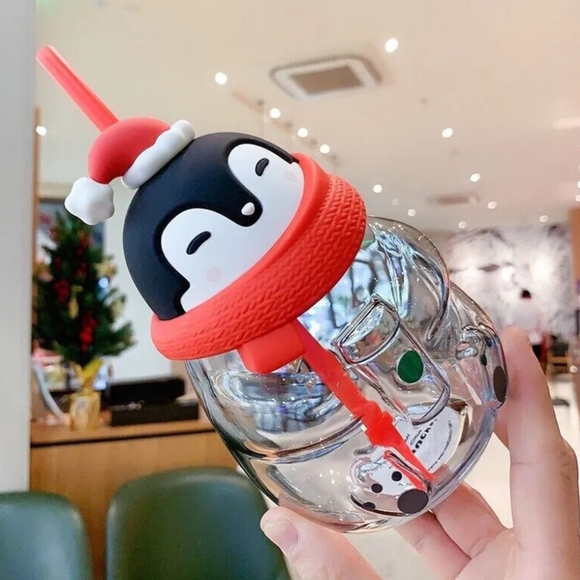HTF Starbucks 2022 Christmas Penguin Glass Cup - Picture 2 of 10